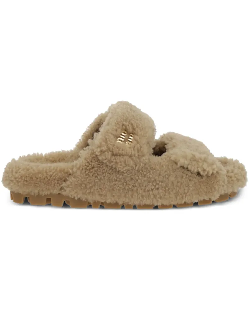 Miu Miu Sandalen mit Logo - Nude Nude