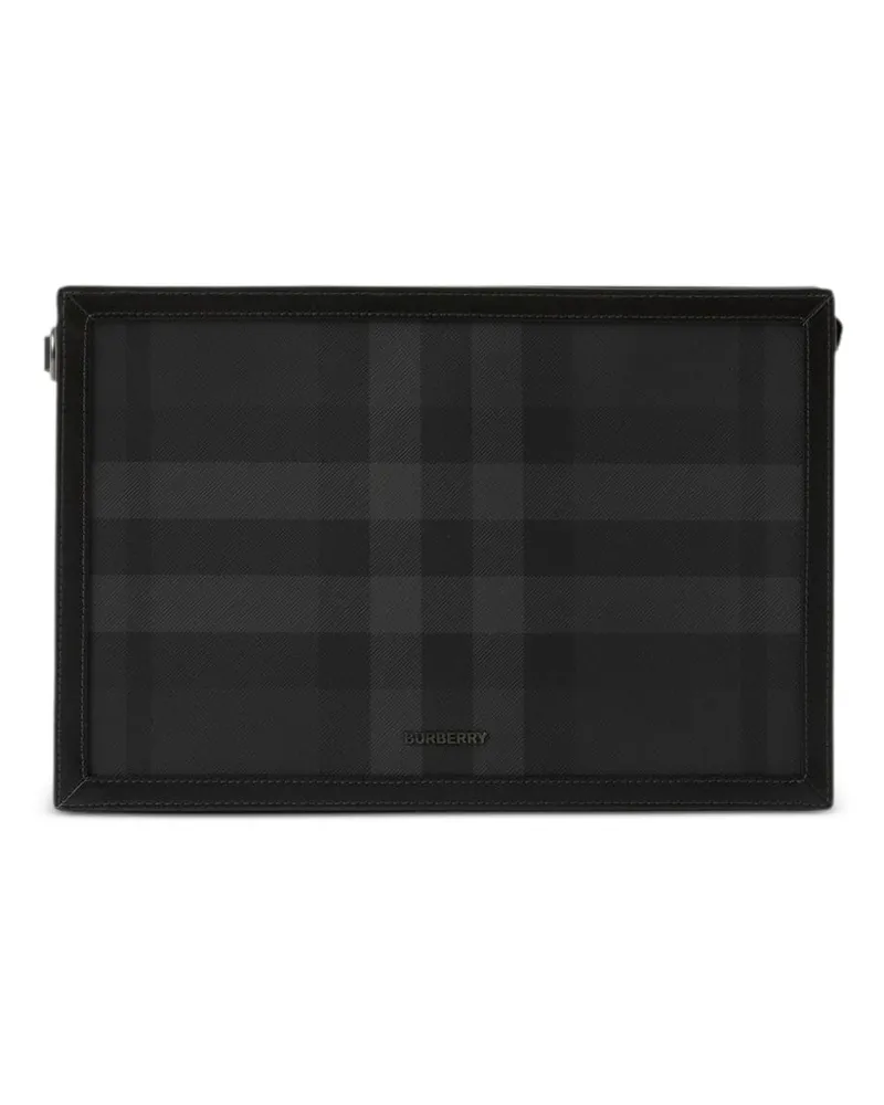 Burberry Karierte Clutch mit Logo-Schild - Schwarz Schwarz