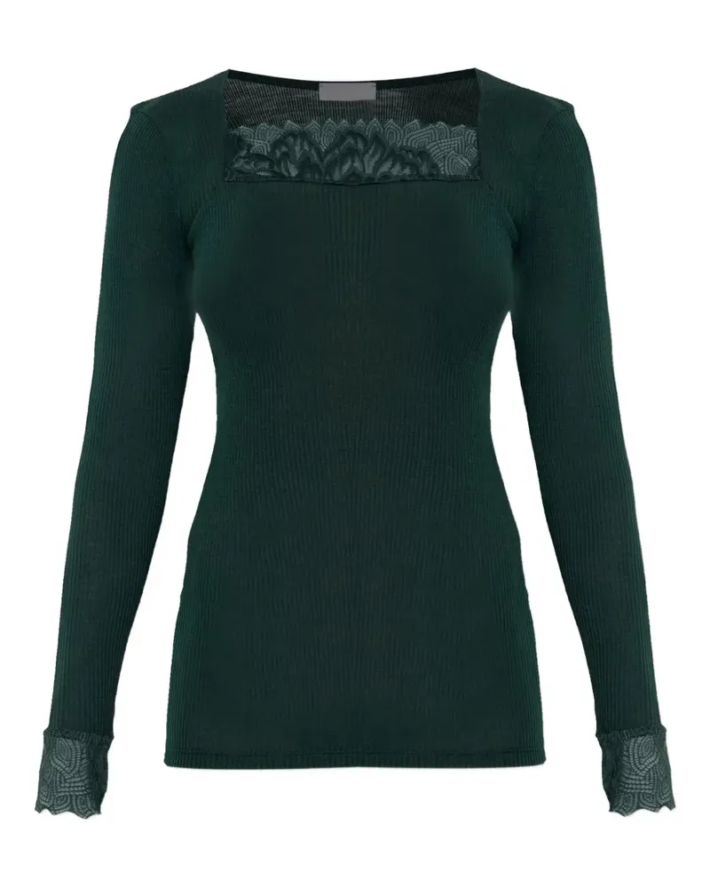 Hanro lace-detail square-neck top - Grün Grün