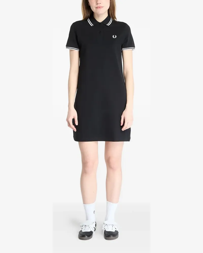 Fred Perry Midikleid mit Poloshirtkragen - Schwarz Schwarz