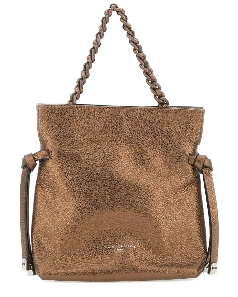 Gianni Chiarini Metallic-Schultertasche mit Kettenhenkel - Braun Braun