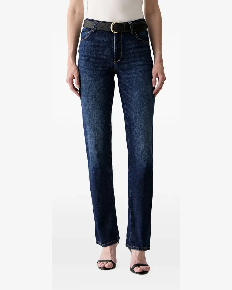 Guess logo-plaque straight-leg jeans - Blau Blau