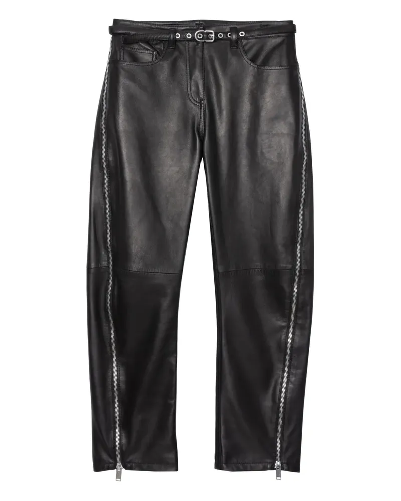 3.1 phillip lim Lederhose mit Reißverschlussdetail - Schwarz Schwarz