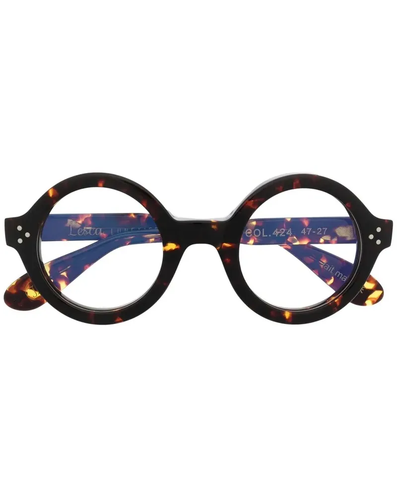 Lesca Brille mit rundem Gestell - Braun Braun