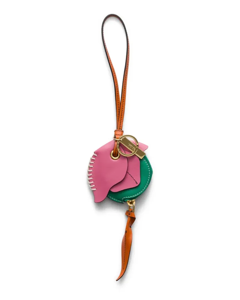Prada leather key ring pendant with coin purse - Rosa Rosa