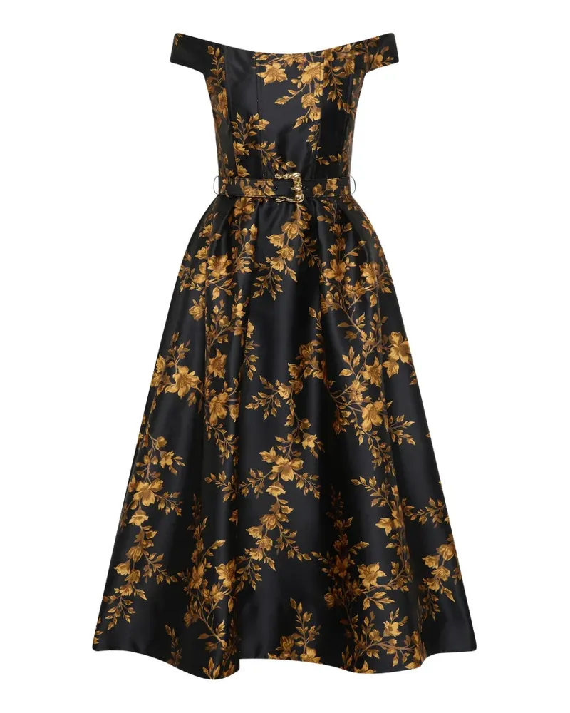Rebecca Vallance Gilded Midikleid mit Blumen - Schwarz Schwarz