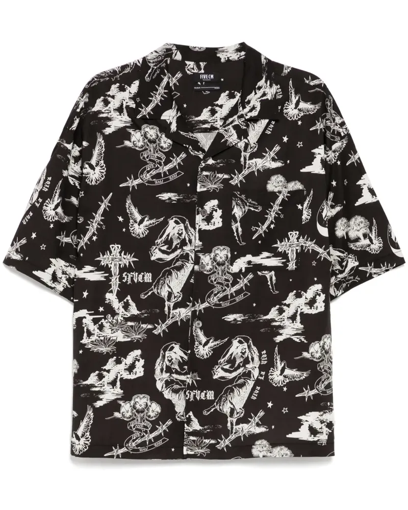 FIVE CM Hemd mit grafischem Print - Schwarz Schwarz