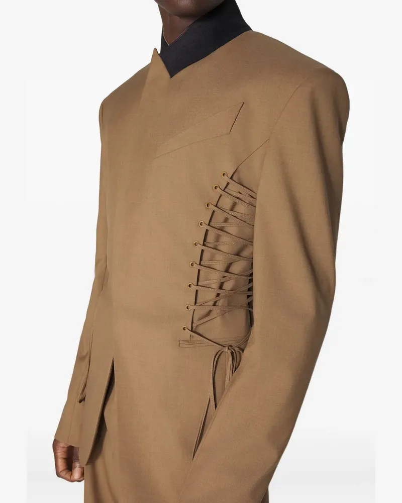 Thierry Mugler Jacke mit geschnürten Einsätzen - Braun Braun