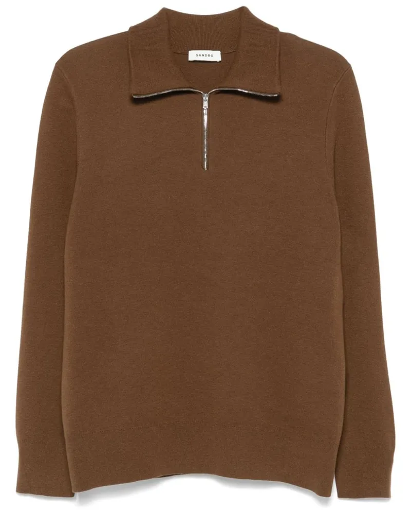 Sandro Pullover mit Spreizkragen Braun