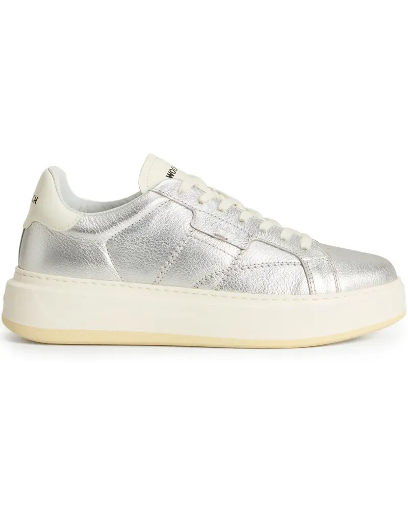 Woolrich Plateau-Sneakers aus Metallic-Leder - Silber Silber