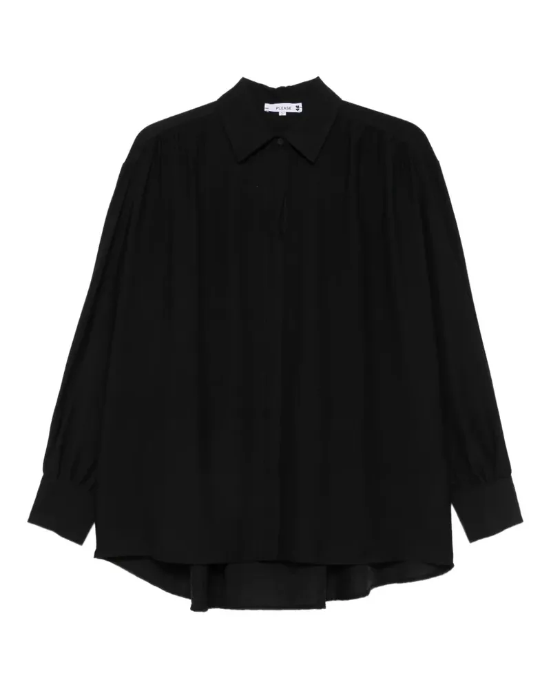 Please pussy-bow pleated shirt - Schwarz Schwarz