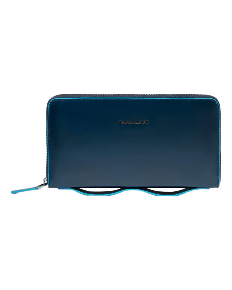 Piquadro contrast-trim leather clutch - Blau Blau