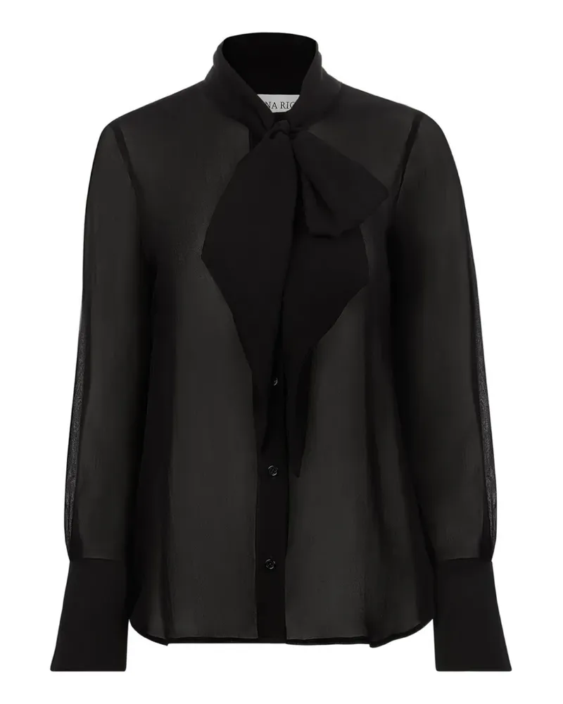 Nina Ricci Lavalliére Seidenhemd mit Schleife - Schwarz Schwarz