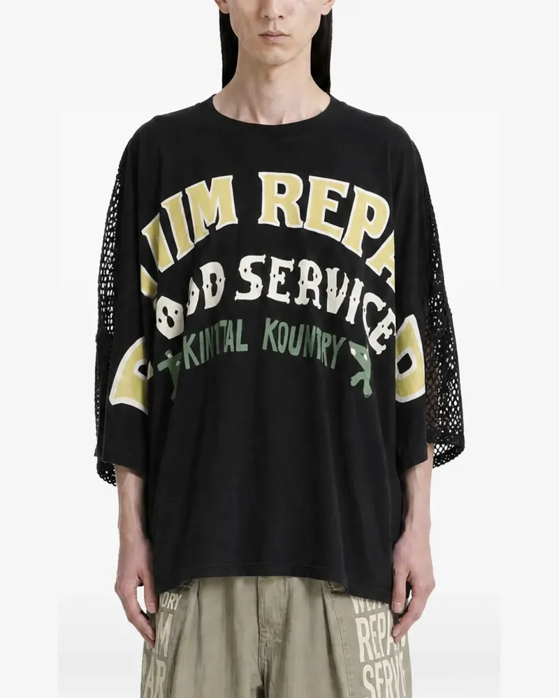 KAPITAL T-Shirt mit grafischem Print - Schwarz Schwarz