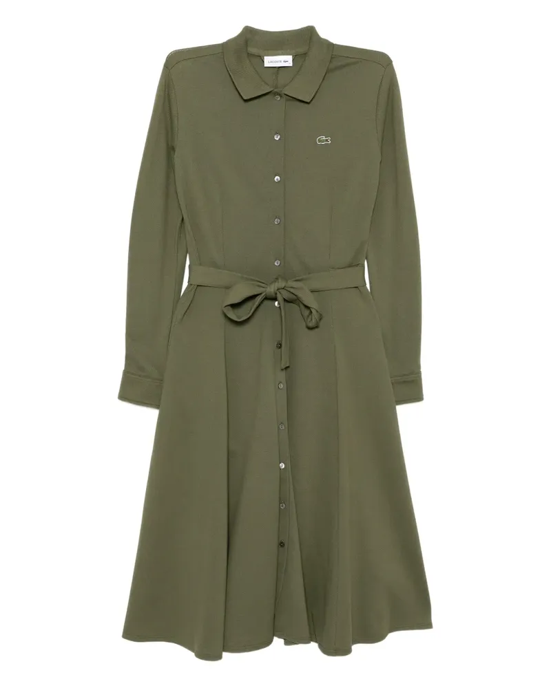 Lacoste belted Petit Piqué dress - Grün Grün