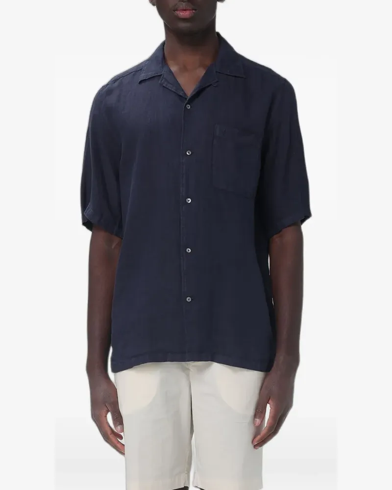 Brooksfield linen bowling shirt - Blau Blau