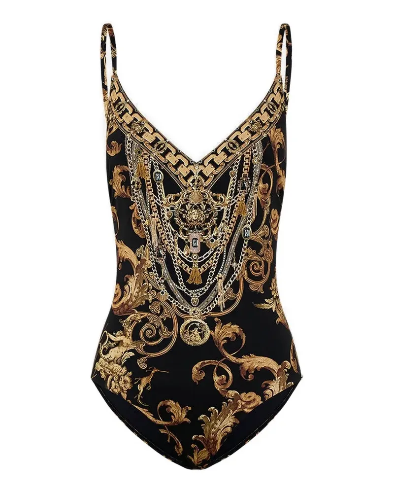 Camilla Badeanzug mit V-Ausschnitt - Schwarz Schwarz