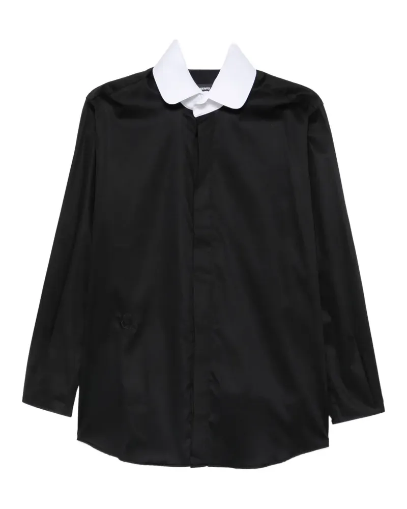Karl Lagerfeld contrast-collar concealed-fastening shirt - Schwarz Schwarz