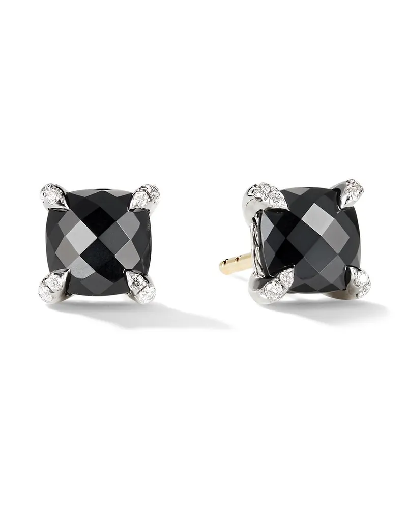 David Yurman Petite Chatelaine Ohrstecker mit Onyx und Diamanten 6mm - Schwarz Schwarz