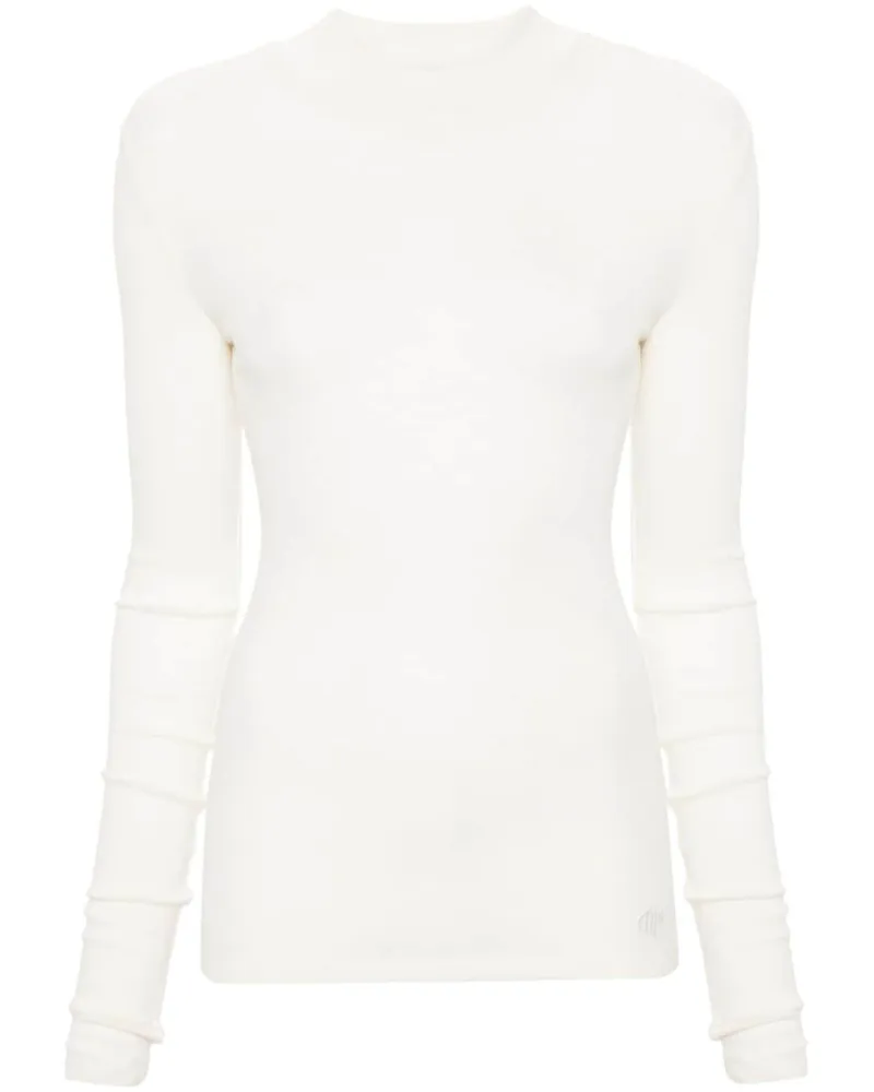 Claudie Pierlot Pullover mit Logo-Stickerei Weiß