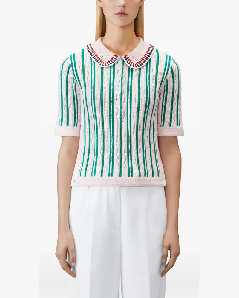 Thom Browne crochet stripe polo top - Rosa Rosa