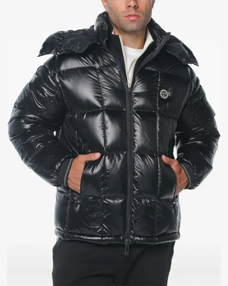 Armani Exchange Gesteppte Kapuzenjacke - Schwarz Schwarz
