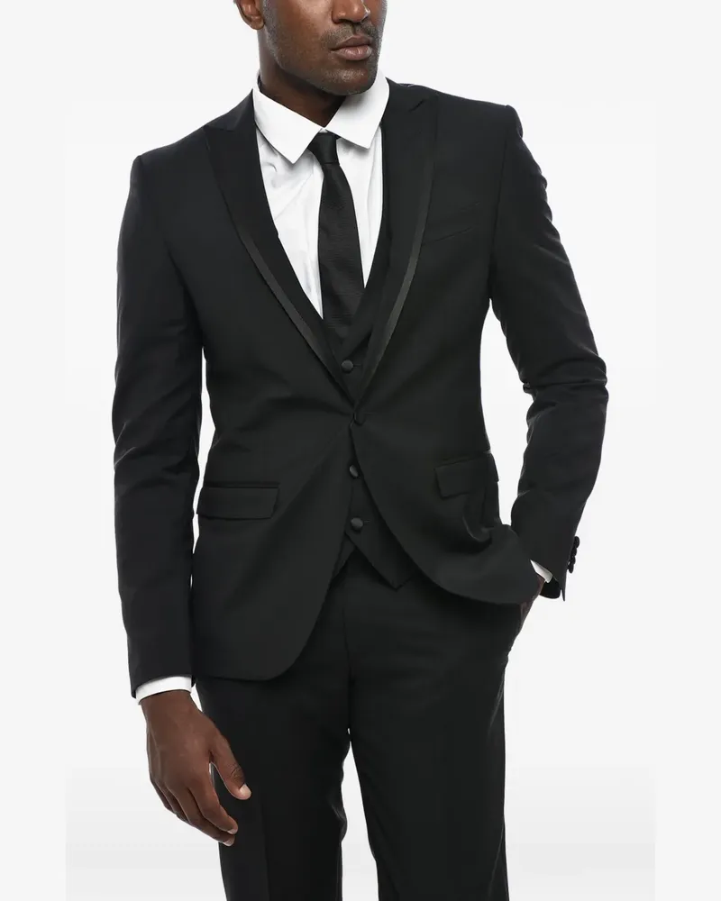 Corneliani peak-lapel three-piece suit - Schwarz Schwarz