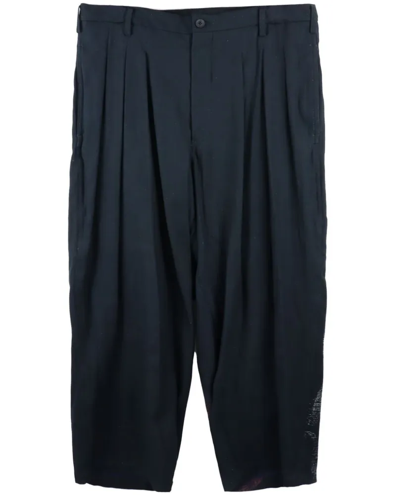 Yohji Yamamoto Tapered-Bundfaltenhose mit Print - Schwarz Schwarz