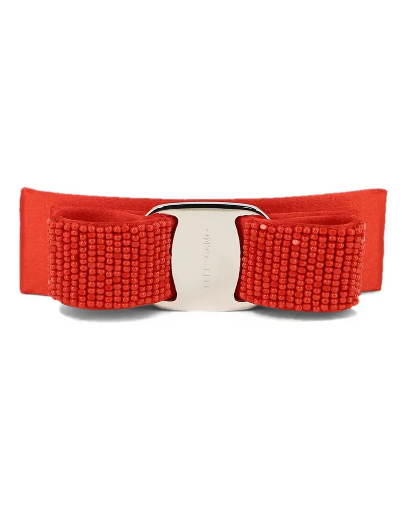 Ferragamo Haarspange mit perlenverzierter Schleife - Rot Rot