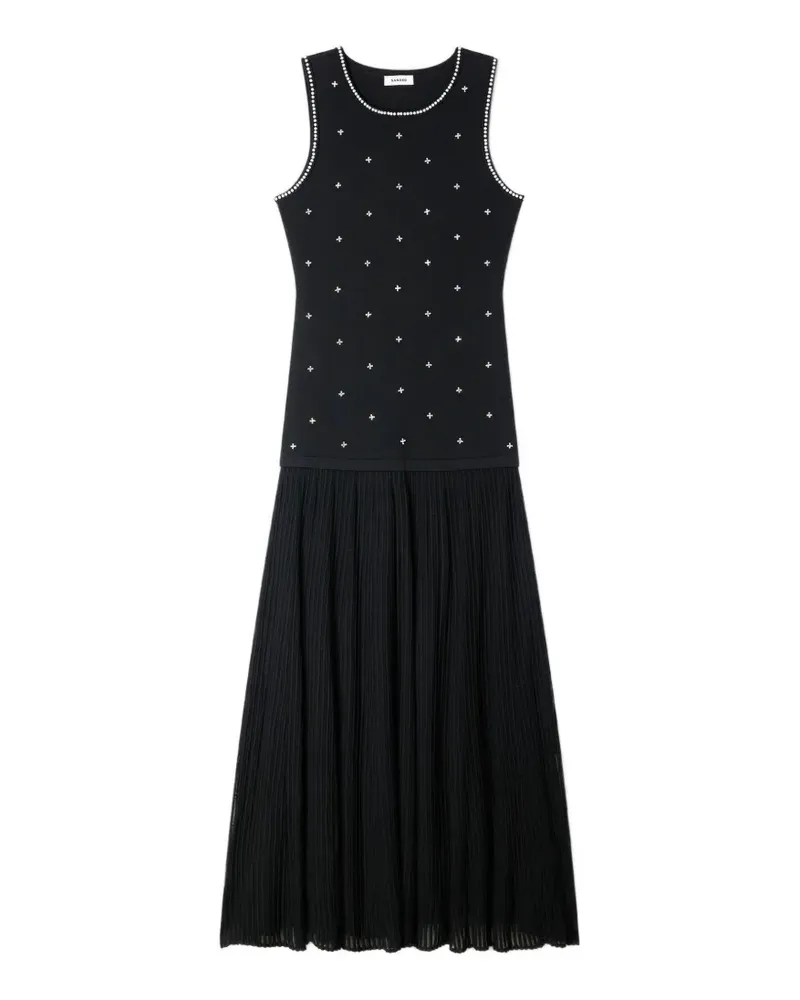 Sandro Gestricktes Maxikleid mit Blumenverzierung - Schwarz Schwarz