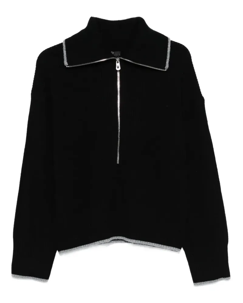 Pinko Gerippter Pullover mit Reißverschluss - Schwarz Schwarz