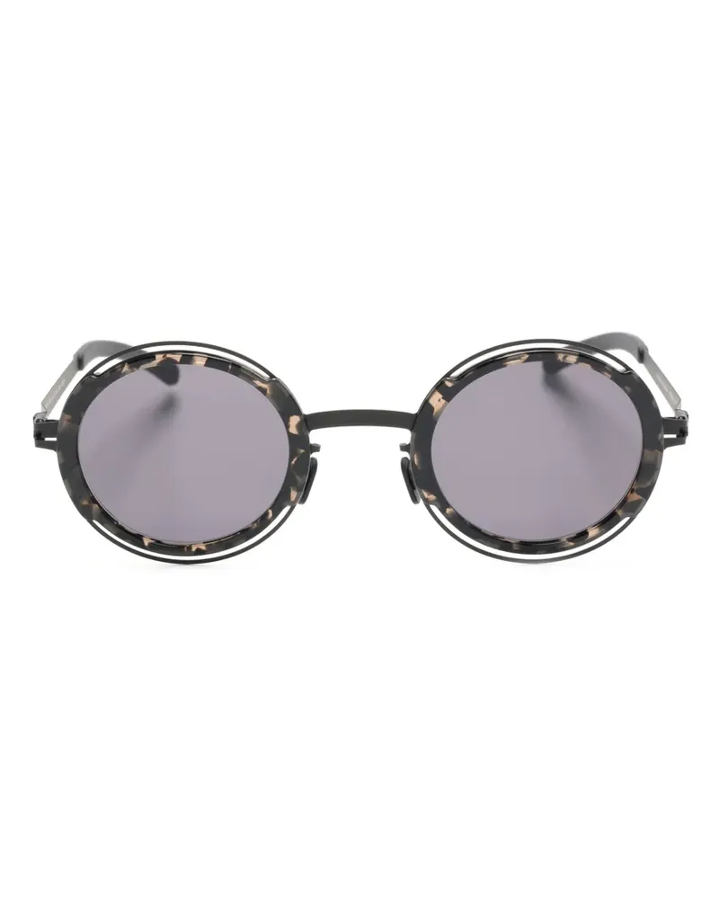 Mykita Pearl Sonnenbrille mit rundem Gestell - Schwarz Schwarz