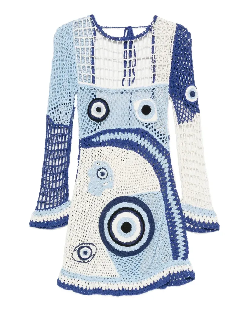 Leslie Amon Gehäkeltes Evil-Eye-Kleid - Blau Blau