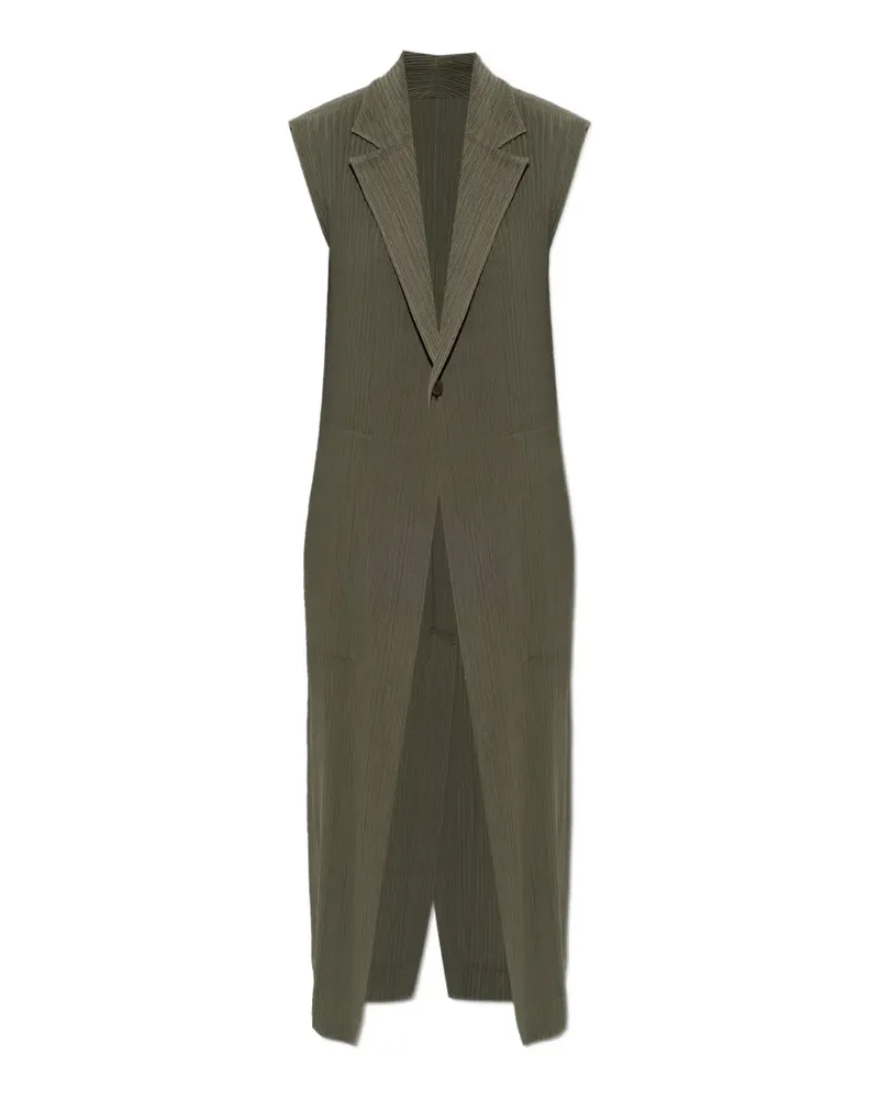 Issey Miyake pleated notch-lapel jacket - Grün Grün