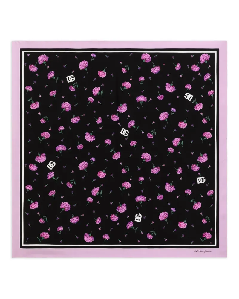 Dolce & Gabbana Schal mit Nelken-Print - Schwarz Schwarz