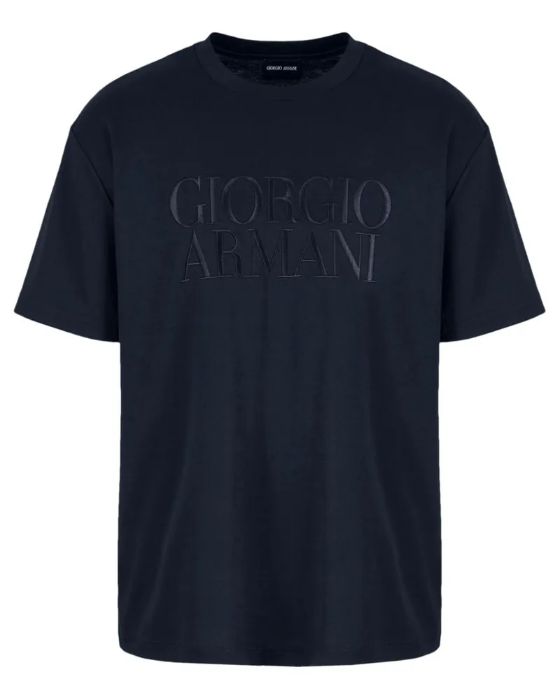 Giorgio Armani T-Shirt mit Logo-Stickerei - Blau Blau