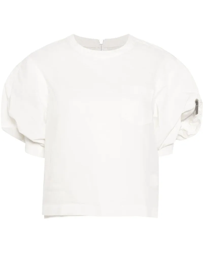 Sacai Oberteil mit Puffärmeln - Weiß Weiß