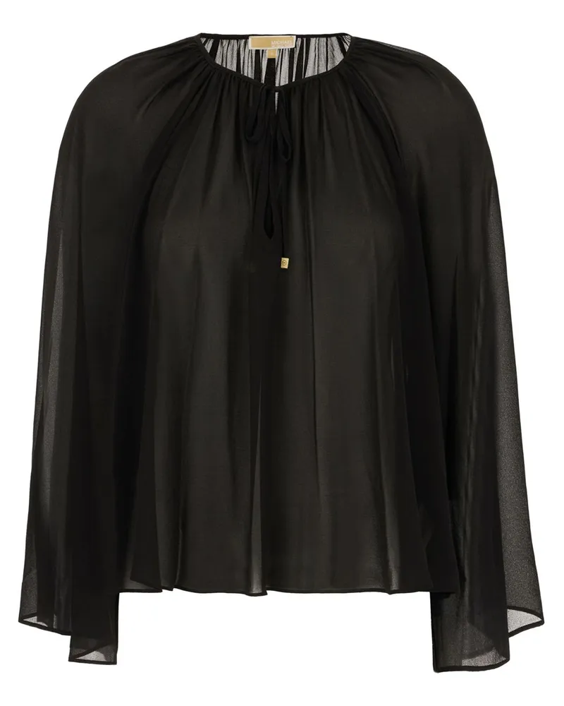 Michael Kors Georgette-Bluse mit V-Ausschnitt - Schwarz Schwarz