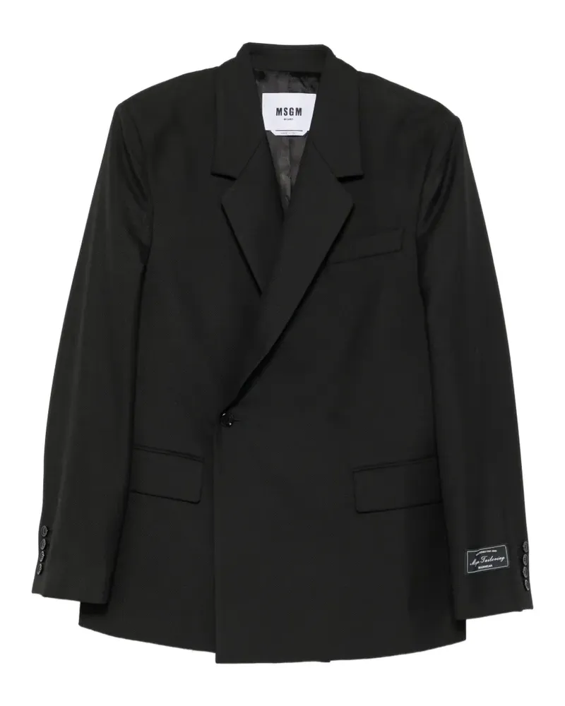 MSGM Doppelreihiges Sakko mit Logo-Patch - Schwarz Schwarz