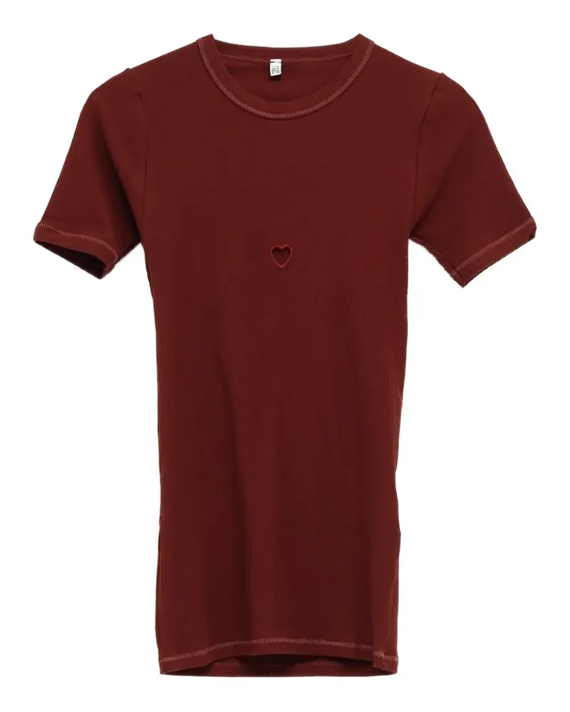 Baserange Geripptes Heart T-Shirt - Rot Rot
