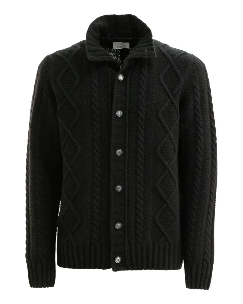 BARBA Cardigan mit Zopfmuster - Schwarz Schwarz