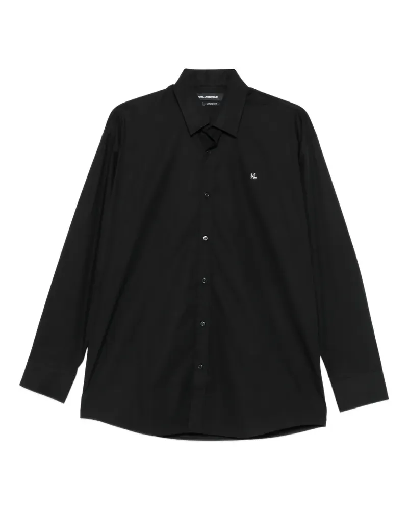 Karl Lagerfeld logo-embroidered loose-fit shirt - Schwarz Schwarz