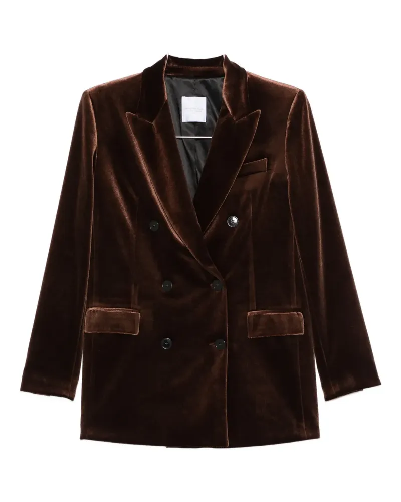 CENERE GB double-breasted velvet-finish blazer - Braun Braun