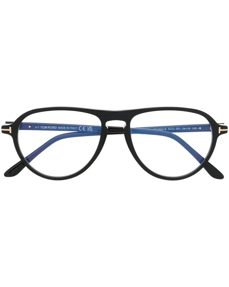 Tom Ford Pilotenbrille mit Logo - Schwarz Schwarz