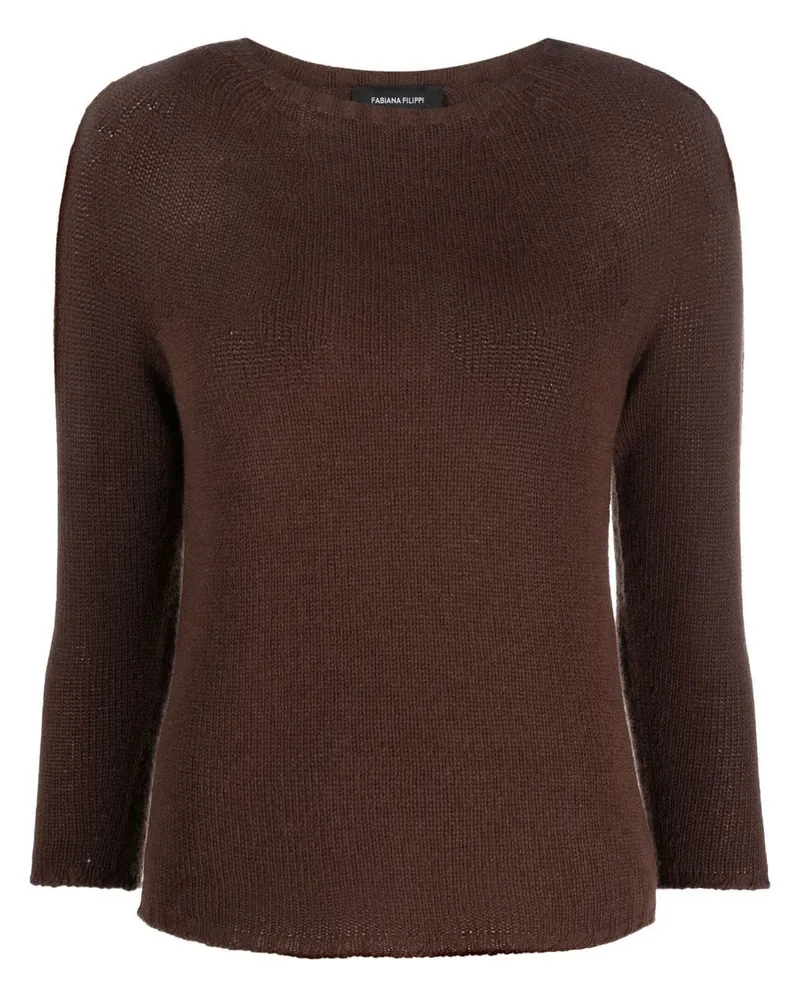 Fabiana Filippi Kaschmirpullover mit U-Boot-Ausschnitt - Braun Braun