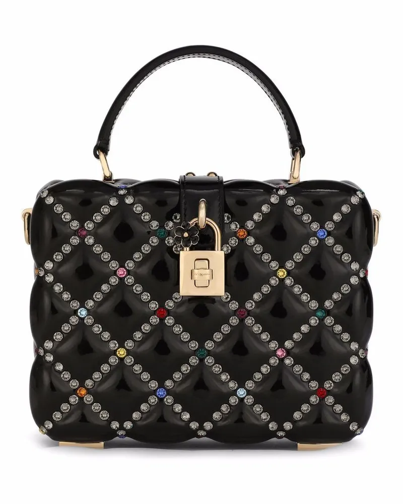 Dolce & Gabbana Dolce Box Handtasche mit Strassverzierung - Schwarz Schwarz