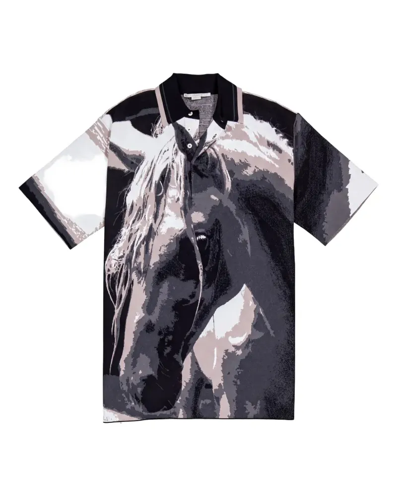 Stella McCartney horse-print polo top - Schwarz Schwarz