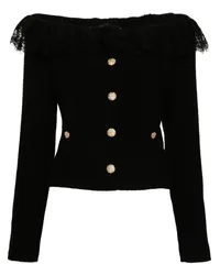 Alessandra Rich Schulterfreie Tweed-Jacke Schwarz