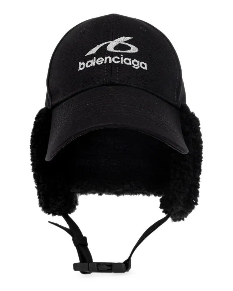 Balenciaga Baseballkappe mit Fleece-Futter - Schwarz Schwarz