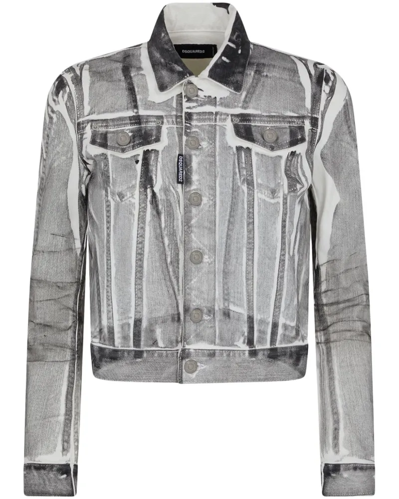 Dsquared2 Jeansjacke im Distressed-Look Grau